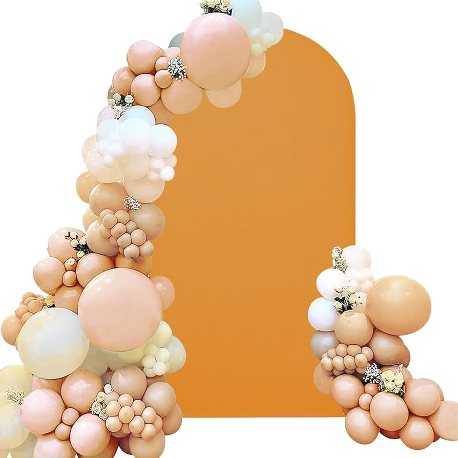 Spandex Fitted Wedding Arch Cover 6.6FT Gold Arch Backdrop Cover, Round Top Chiara Backdrop Stand... | Amazon (US)