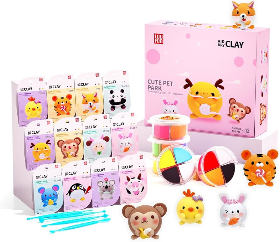 LOUFOR Air Dry Clay Kits - Modeling Clay for Kids, Ultra Light & Soft, Safe & Non-Toxic, DIY Aird... | Amazon (US)