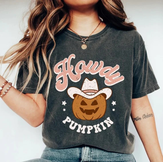 Retro Halloween Comfort Colors Shirt Howdy Pumpkin Western - Etsy | Etsy (US)