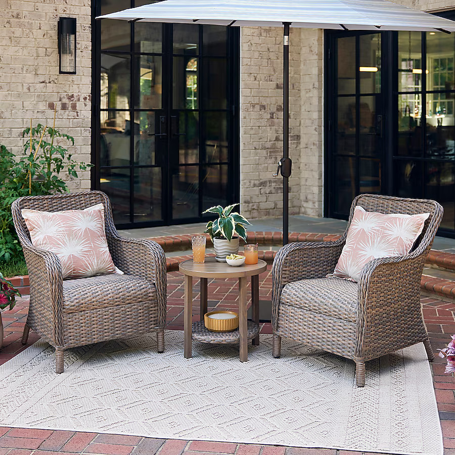 allen + roth Leo Springs 3 -Piece Wicker Patio Conversation Set with (no fabric) | Lowe's