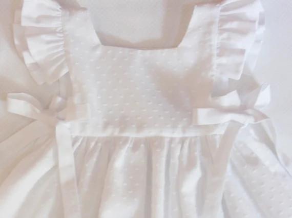 Baby Girl White Swiss Dot Pinafore Dress Christening Dress | Etsy | Etsy (US)