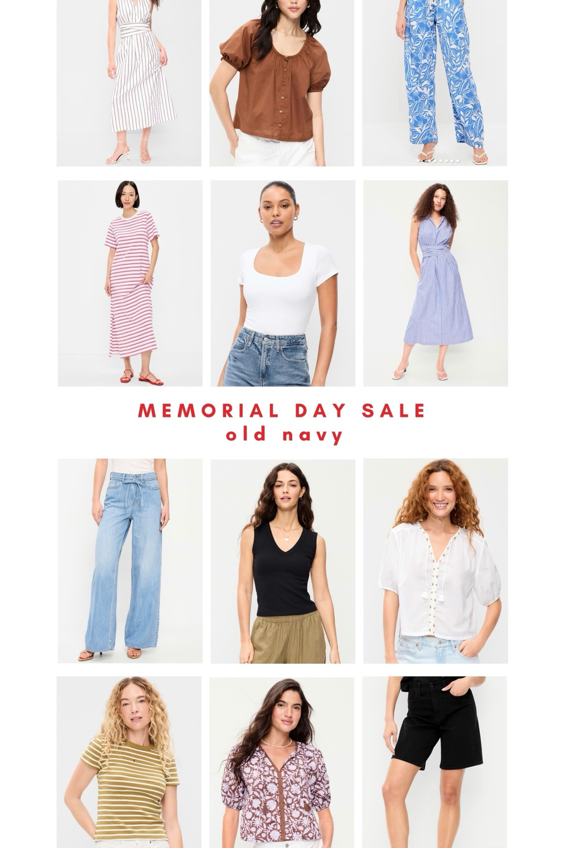 Old Navy is 50% off today! Thier Memorial Day sale will start later this week, but these deals are too good to pass up! Everything pictured here is on sale for less than $30!

#LTKSaleAlert
