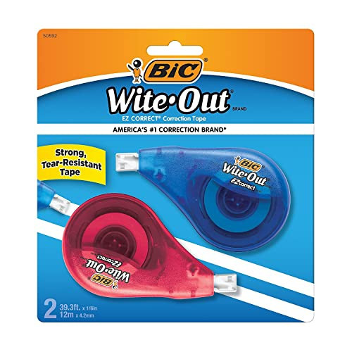 BIC Wite-Out Brand EZ Correct Correction Tape, 39.3 Feet, 2-Count Pack of white Correction Tape, Fast, Clean and Easy to Use Tear-Resistant Tape Office or School Supplies | Amazon (US)