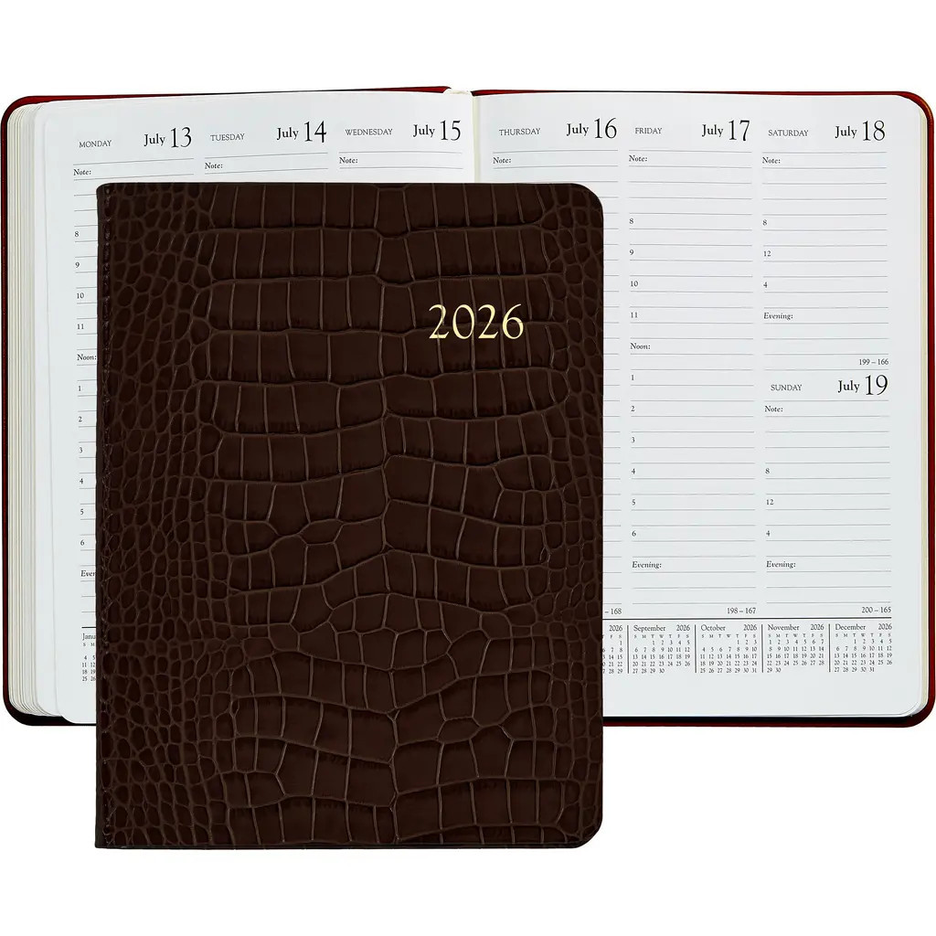 Graphic Image 2026 Leather Desk Diary in Brown at Nordstrom | Nordstrom