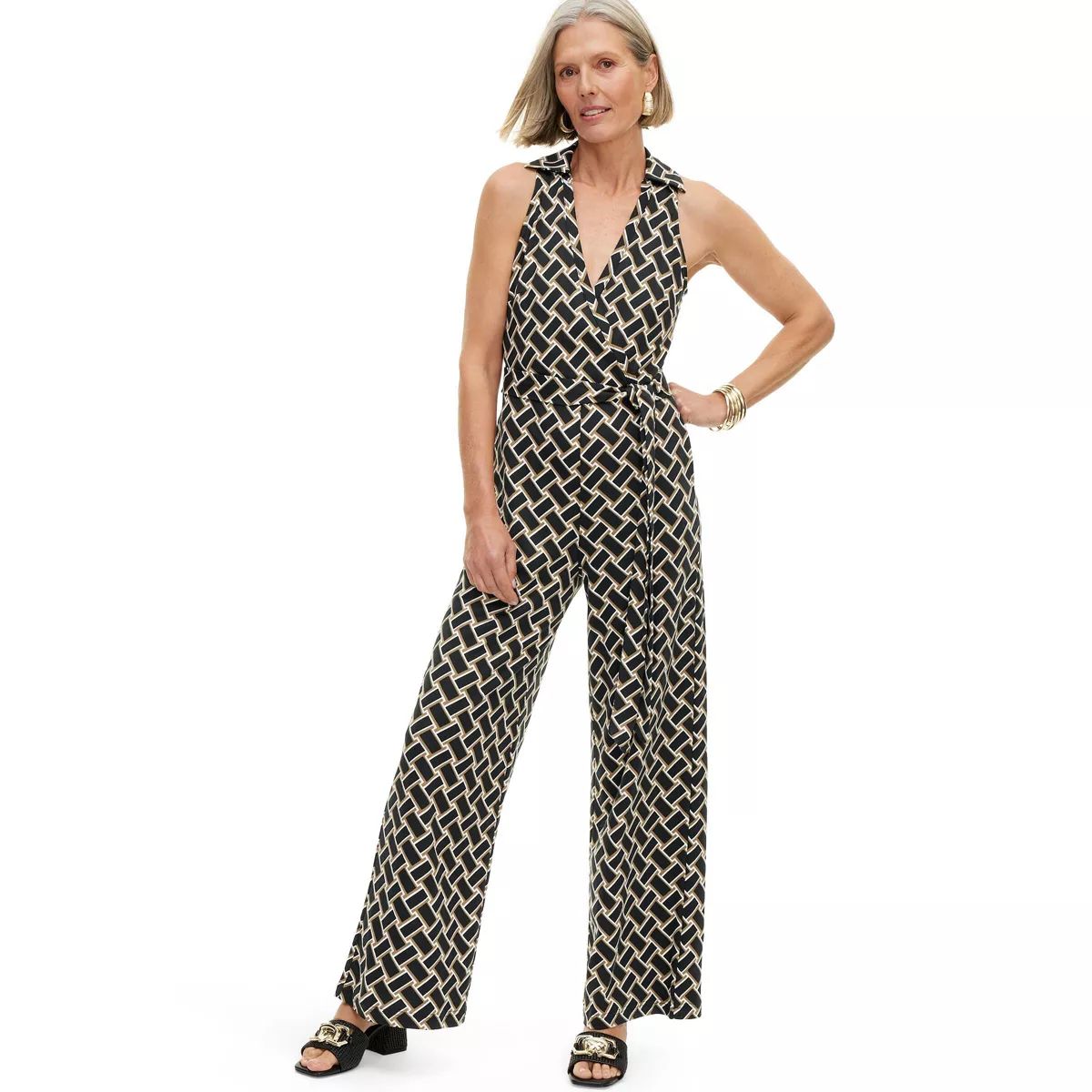 Women's Collared Sleeveless Vintage Weave Neutral Jumpsuit - DVF for Target | Target