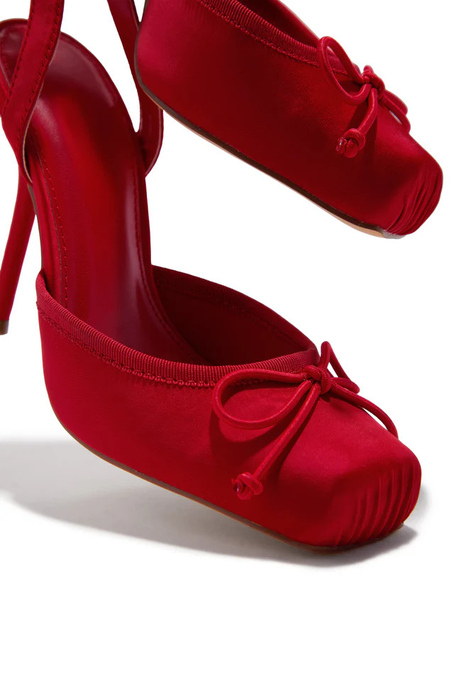 Miss Lola | Klara Red Ballet Lace Up Heels | MISS LOLA
