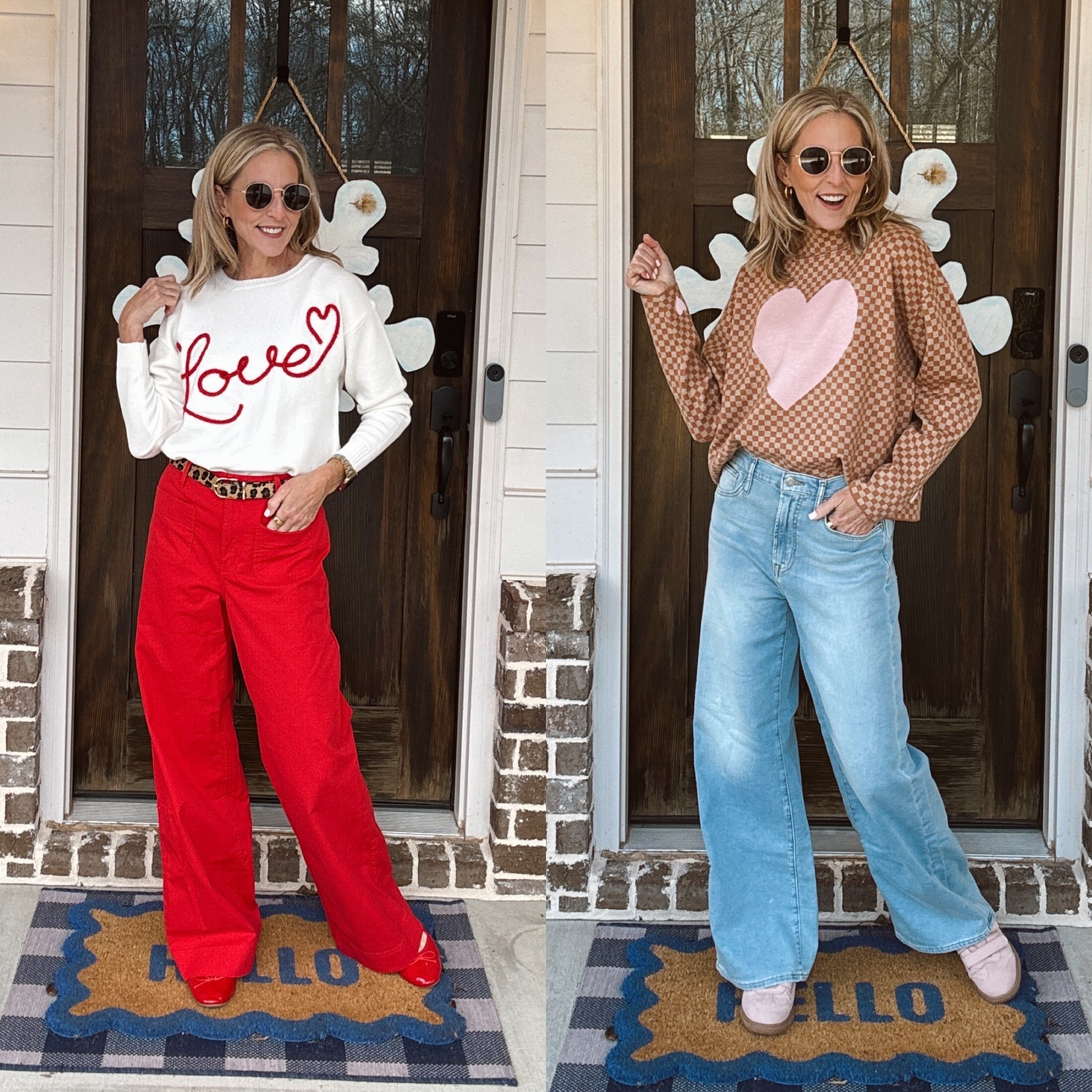 I love sharing my Sunday style so you can steal it and look cute too. First this graphic pullover heart sweater from Target is such a fun pop (I’m wearing an XS), paired with my Walmart red pants under $30. Then my new fave girl math sweater and sweatpants but look just like jeans. This is my kind of after-church outfit comfortable, polished, and easy. I had to share both heart sweaters they can both be casual, cozy, and perfect for a relaxed Sunday. Cute, comfy, and totally wearable. 
Don’t miss these sweatpants jeans too! So good! Comment Sunday for all links. 💕💌

#LTKgrwm #LTKootd #LTKdayinmylife