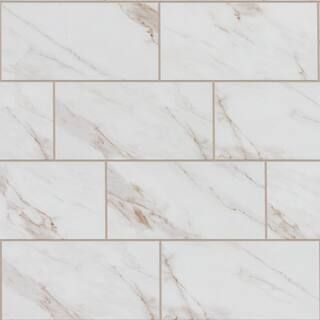 Sanden Calacatta Gold Marble Matte 12 in. x 24 in. Glazed Porcelain Floor and Wall Tile (15.6 sq.... | The Home Depot