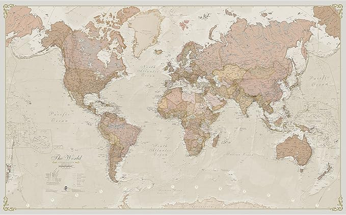 Maps International Giant World Map – Antique Style Mega-Map Of The World - Laminated - 46 x 80-... | Amazon (US)