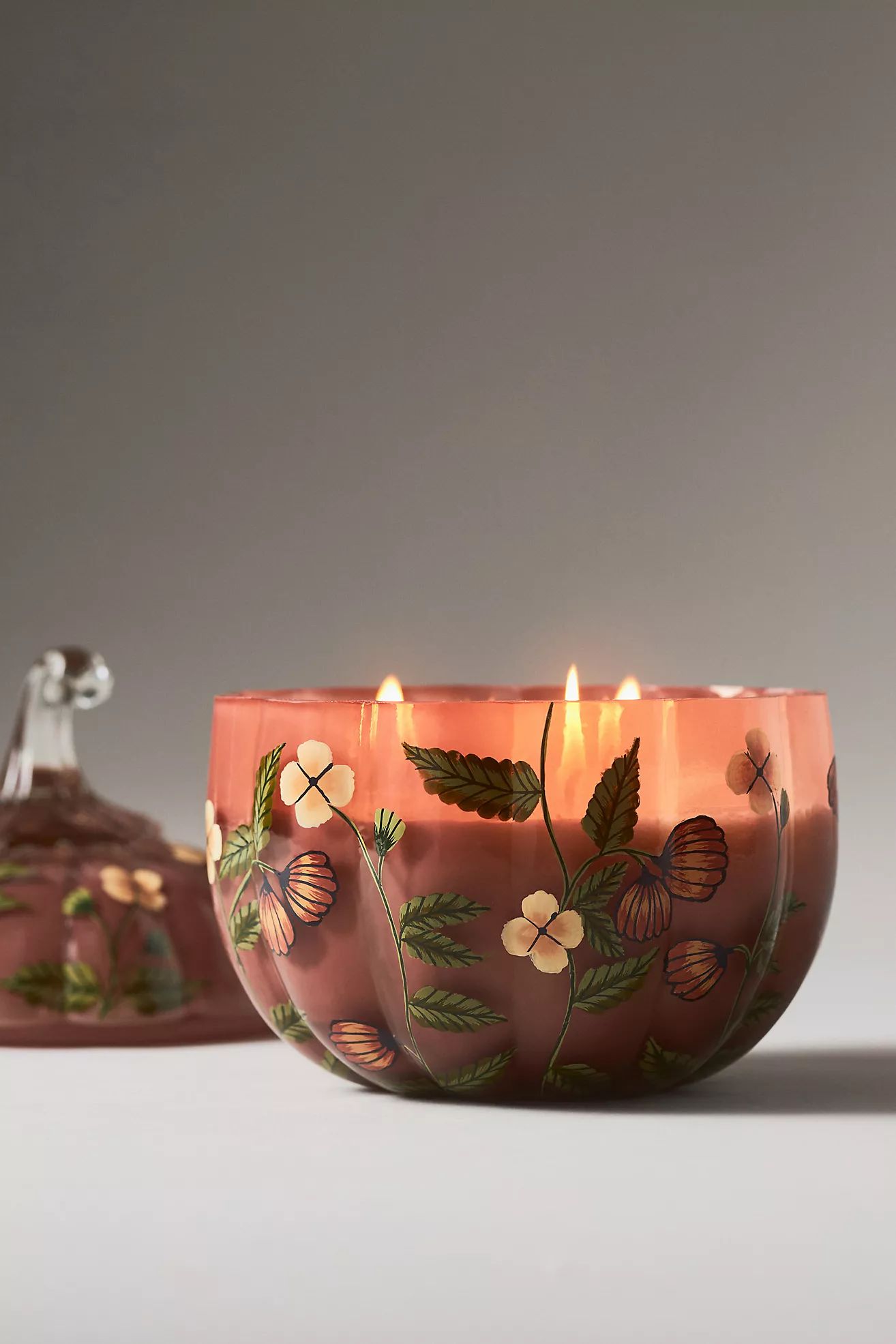 Handpainted White Birch & Pumpkin Glass Pumpkin Candle | Anthropologie (US)