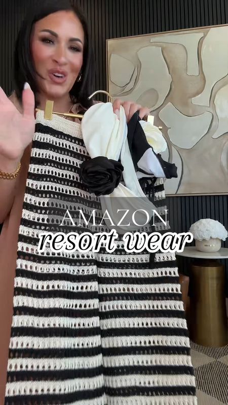 Back with some more incredible Amazon resort wear! 

I love the black and white contrasted together! 

In size small in both bikini and pants! 

🔗🔗 in my storefront under Resort Wear 2024!

#LTKstyletip #LTKswim #LTKover40