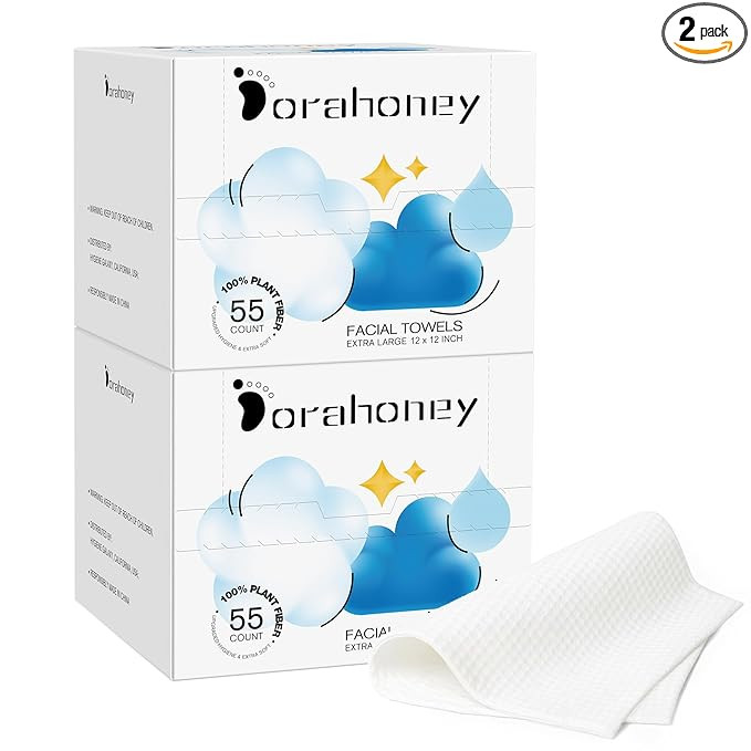 Disposable Face Towels, 12"×12" Extra Large Face Towelettes, Ultra Soft Facial Towels for Sensit... | Amazon (US)