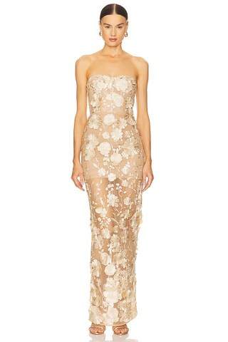 Jasmine Maxi Dress in Gold & Floral | Revolve Clothing (Global)