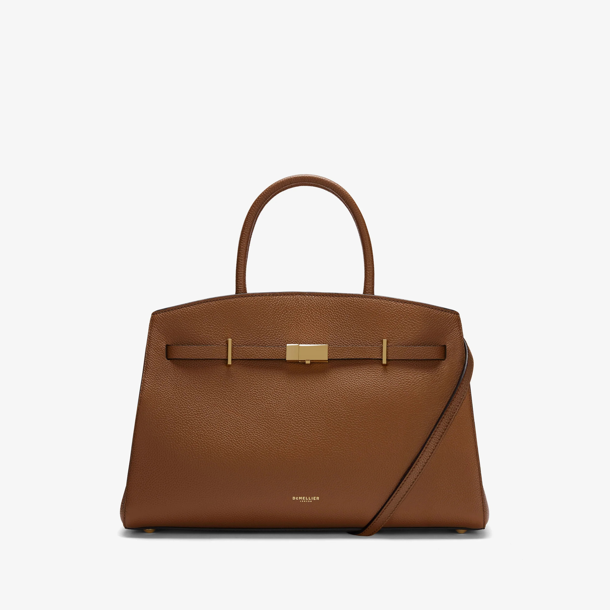 DeMellier The Midi Hudson in Tan Small Grain Leather Crossbody bag | DeMellier