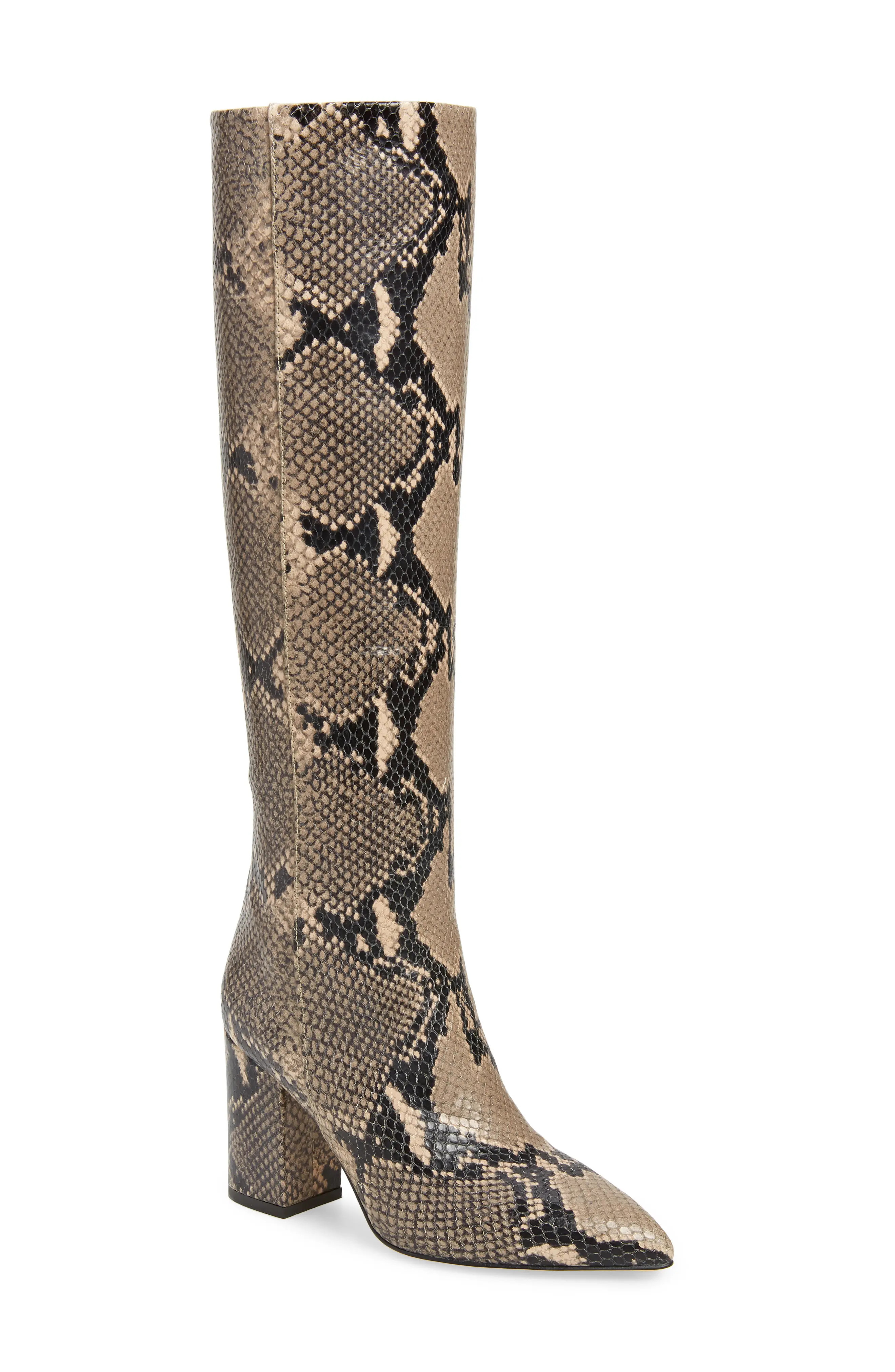 Women's Paris Texas Python Embossed Knee High Boots, Size 7US / 37EU - Brown | Nordstrom