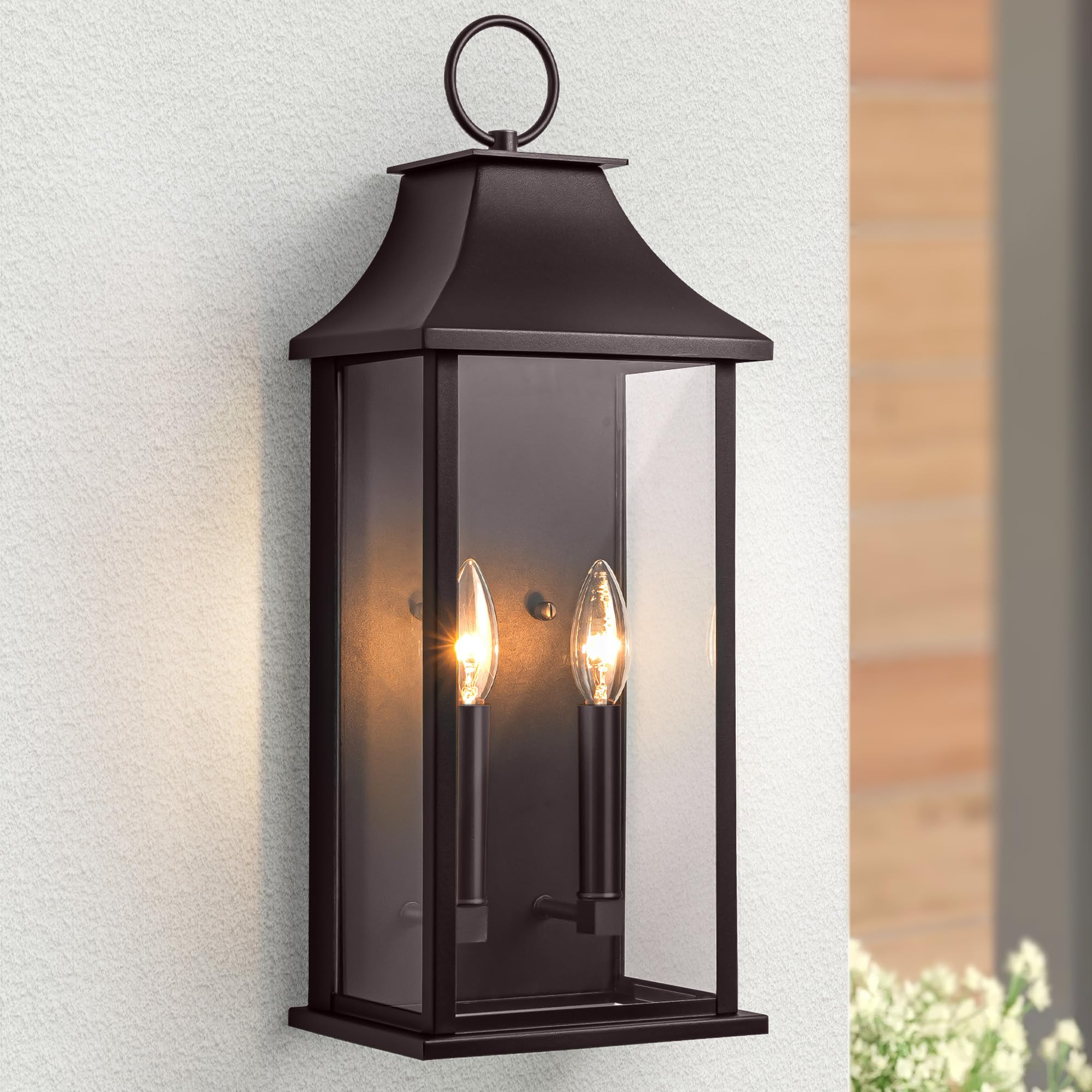 Dusk to Dawn Outdoor Wall Sconces 2-Light, 20.6" Large Outside Wall Sconce, Bronze Wall Light Fix... | Amazon (US)