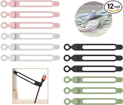 [12Park]UMUST Silicone Cable Ties, Reusable Cable Management Organizer,Cable Straps,Cord Ties,Mul... | Amazon (US)