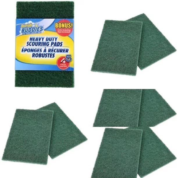 Scrub Buddies Heavy-Duty Scouring Pads, 5-ct. Packs 6" x 4' Green Tough Jobs (2 pack) | Walmart (US)