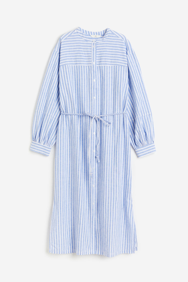 H & M - Blusenkleid aus Leinenmix - Blau - Damen | H&M (DE, AT, CH, NL, FI)