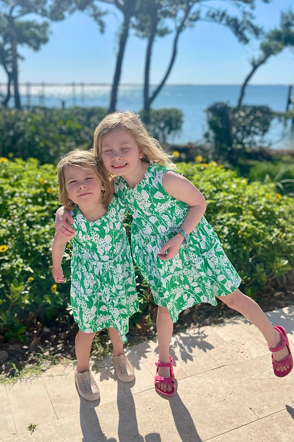 Girls Goldie Dress in Green Garden | Duffield Lane