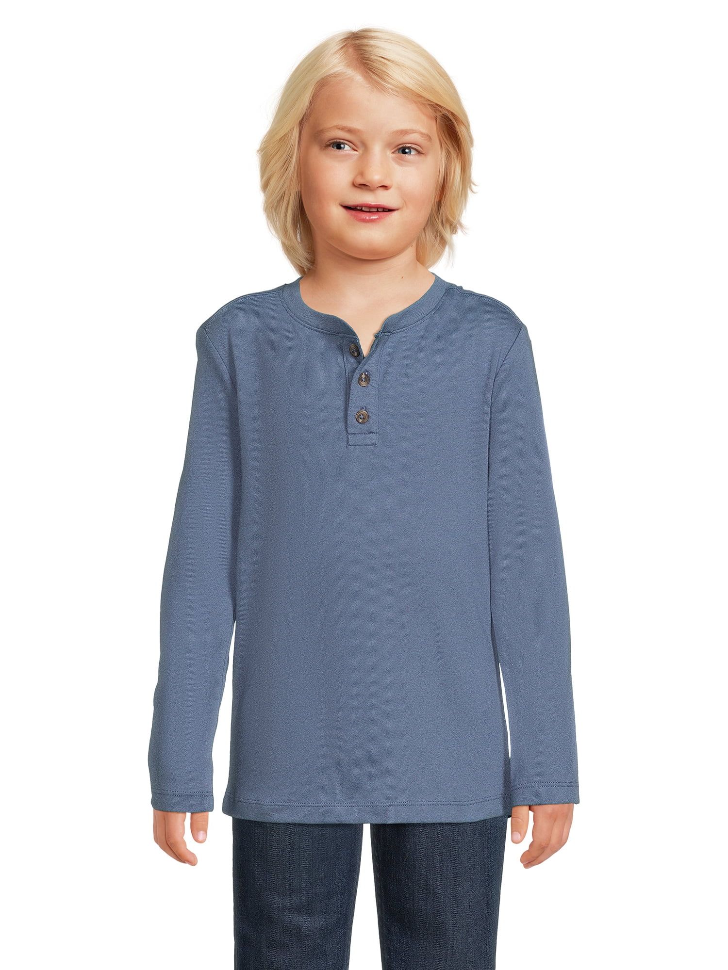 Wonder Nation Boys Long Sleeve Henley Shirt, Sizes 4-18 & Husky | Walmart (US)