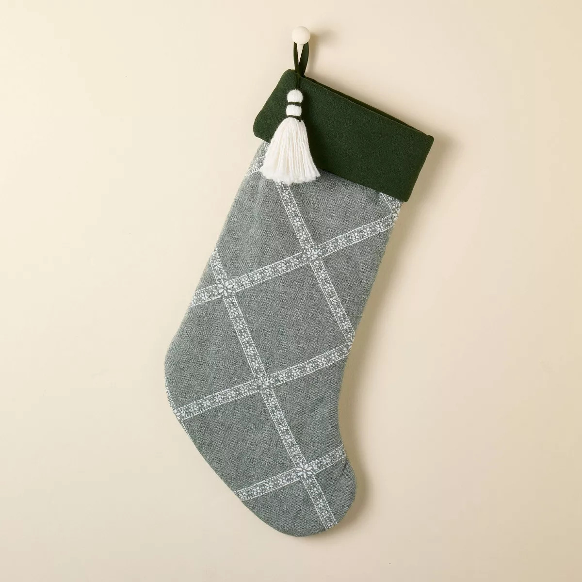 Lattice Woven Christmas Stocking Tonal Green - Hearth & Hand™ with Magnolia | Target
