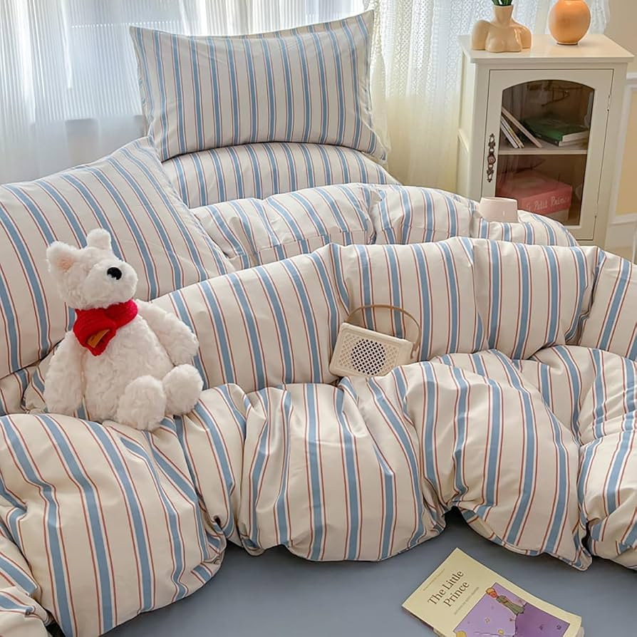 Comforter Set Full Size Blue Red Stripe 3 Pieces | Amazon (US)