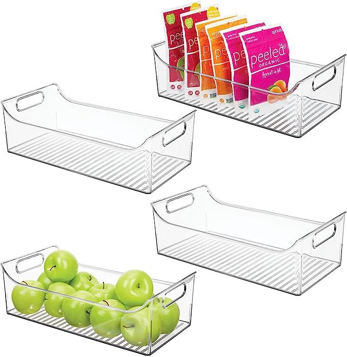 mDesign Slim Plastic Kitchen Pantry Cabinet, Fridge or Freezer Storage Bin with Handles - Organiz... | Amazon (US)
