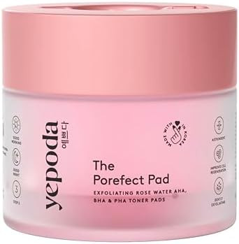 Yepoda The Porefect Pad, Exfoliating Rose Water AHA, BHA & PHA Toner Pads, Gently exfoliating & P... | Amazon (UK)