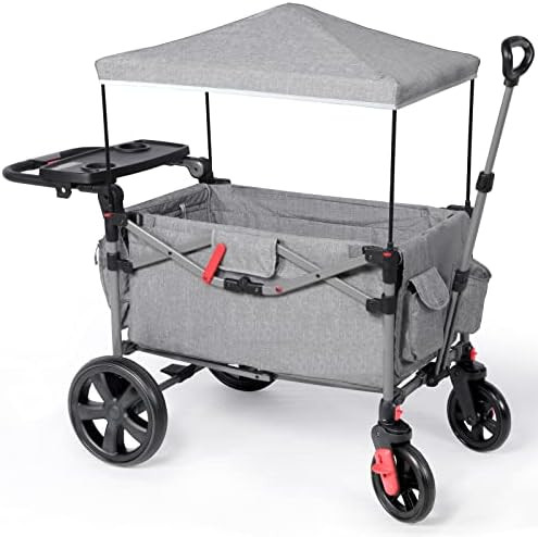EVER ADVANCED Foldable Wagons for Two Kids & Cargo, Collapsible Folding Stroller with Adjustable ... | Amazon (US)