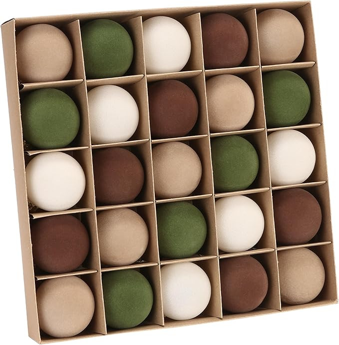 Sea Team 25-Pack Flocked Velvet Christmas Tree Ball Ornaments Set, Decorative Hanging Baubles, Sh... | Amazon (US)