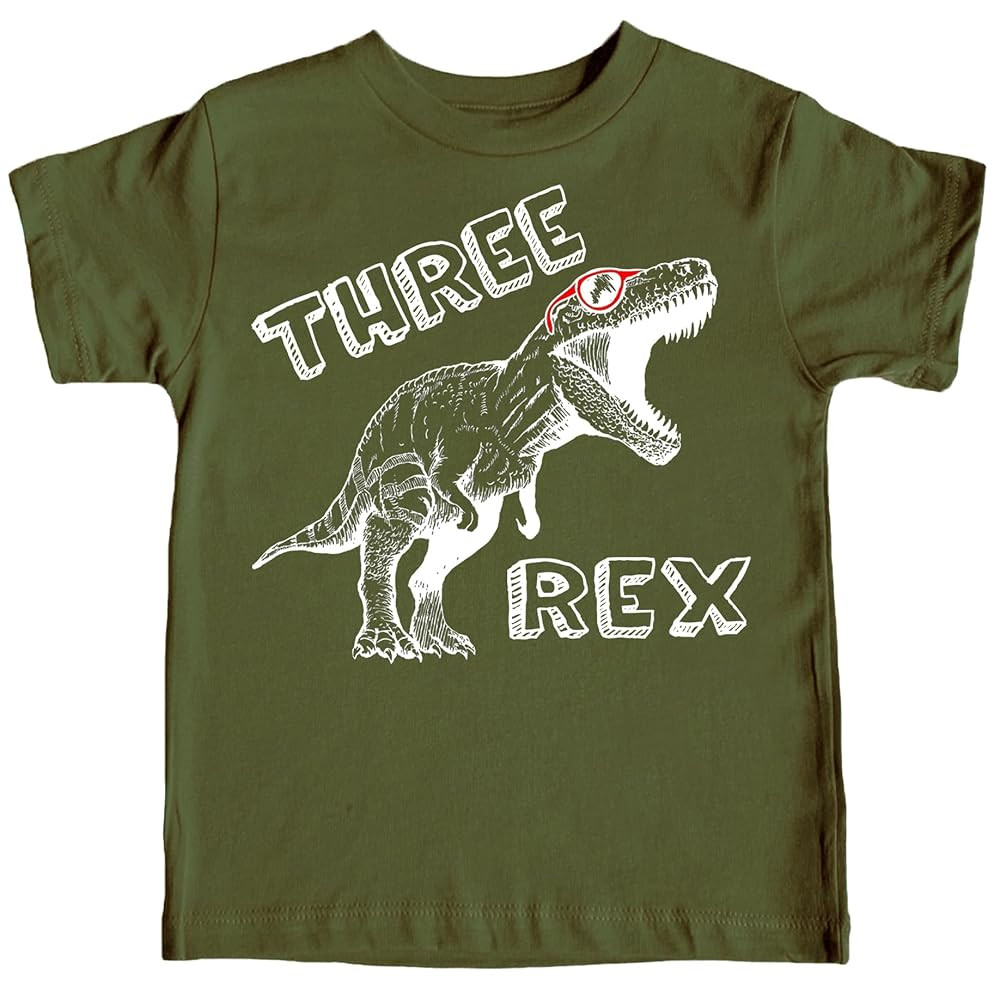 Olive Loves Apple Three Rex Dinosaur 3rd Birthday T-Shirts for Baby Girls and Boys Third Birthday... | Amazon (US)
