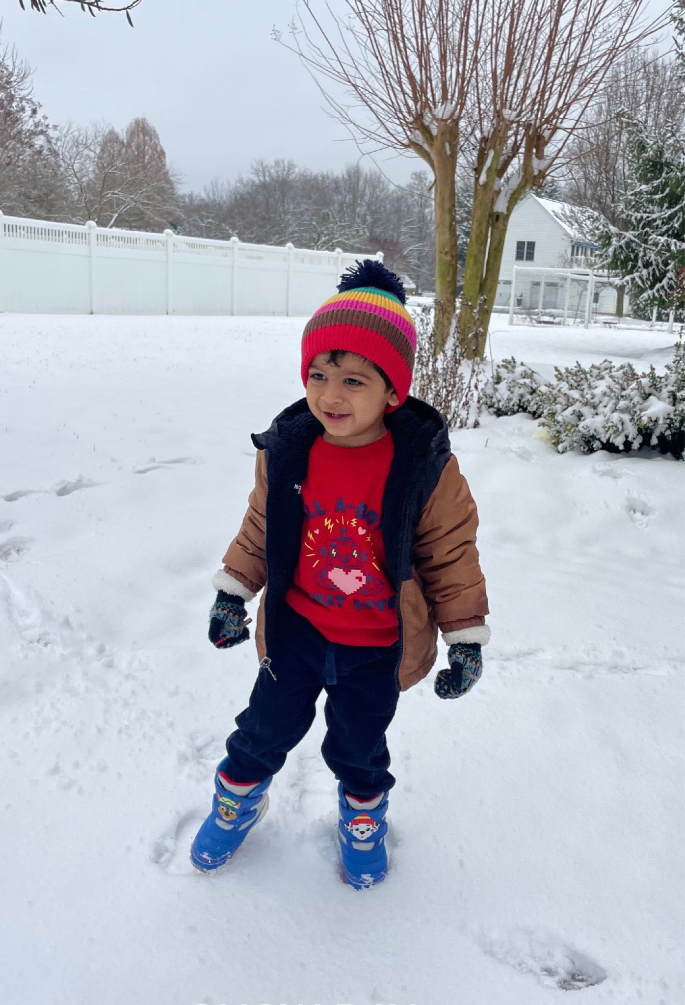 Toddler boy winter outfit 
@oldnavy sweatshirt 
@gap kids corduroy pant 
@northface jacket 
@walmart snow boots 

#LTKkids #LTKbaby #LTKMostLoved