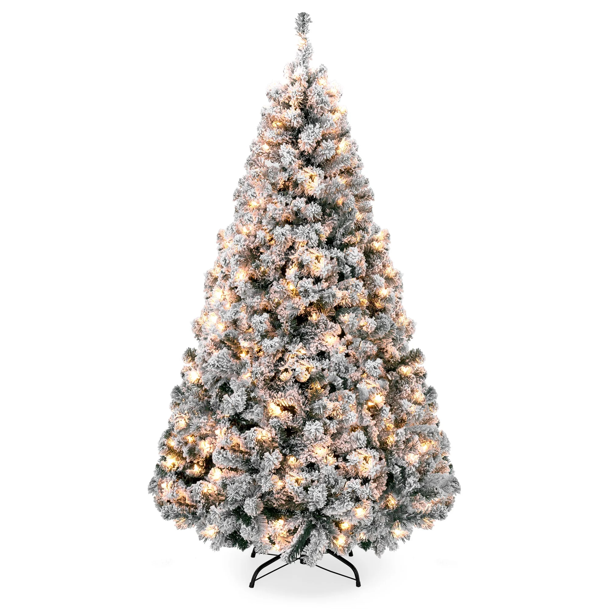 Best Choice Products 9ft Pre-Lit Snow Flocked Hinged Artificial Christmas Pine Tree Holiday Decor... | Walmart (US)
