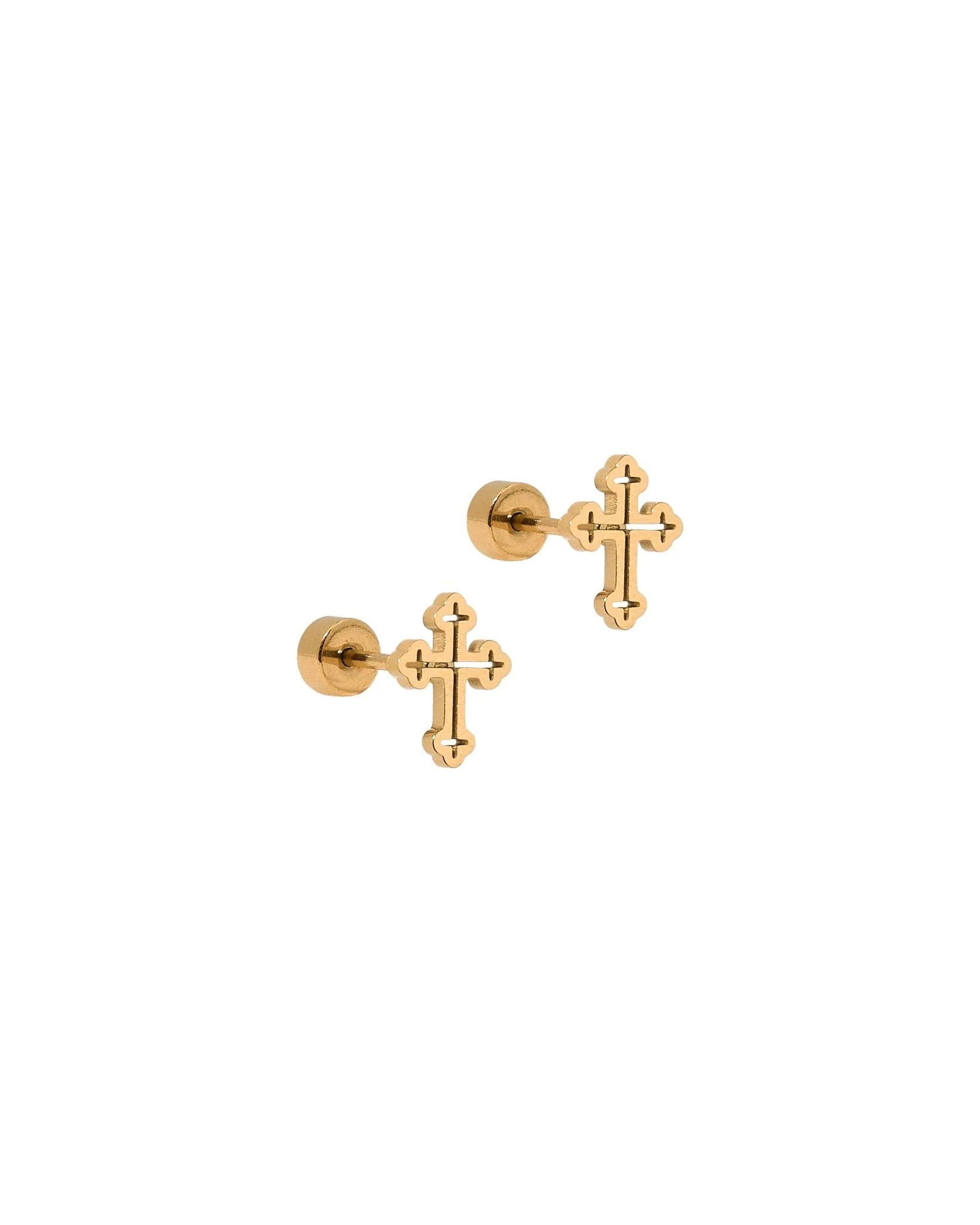 Screwback Stud Earrings - Latin Cross Gold | LINNY CO LLC