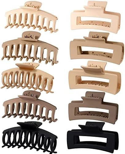 10 PCS 4.4" Large Hair Clips,Claw Clips,FDBJulyy Hair Clips for Women & Girls,2 Styles 5 Colors 1... | Amazon (US)