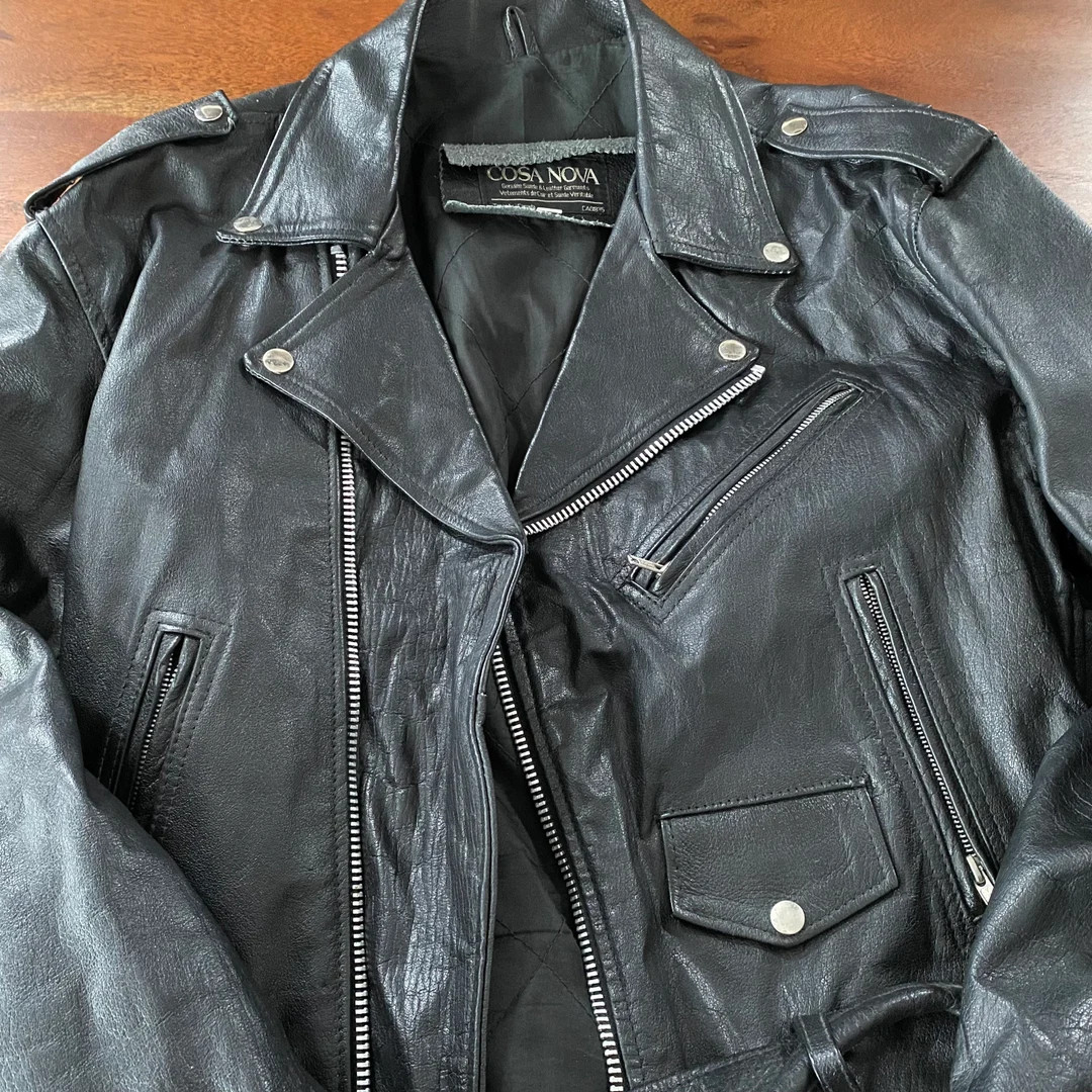 Vintage Authentic Leather Biker Motorcycle Jacket Made in Canada - Etsy | Etsy (US)