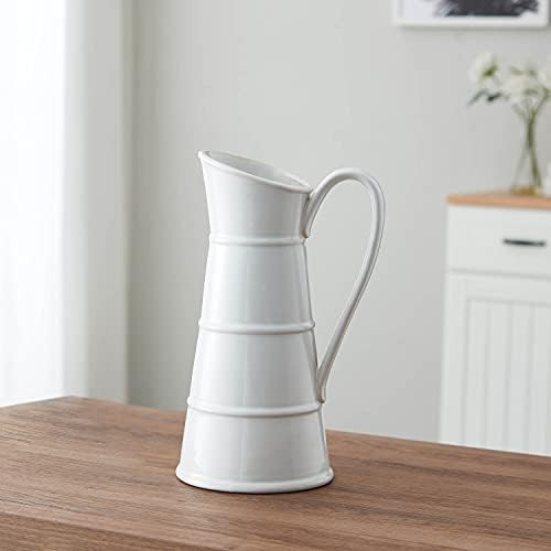 FAVRD Decorative Pitcher Vase with Handle Coffee Table Decor Flower Vase Shelf Décor Vase White Farm | Amazon (US)