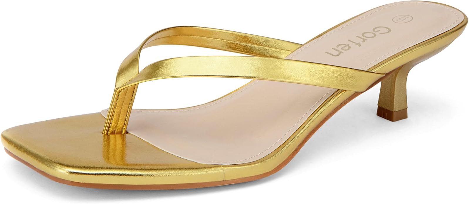 Women's Kitten Heel Sandals Square Toe Slip on Flip Flop Heels 2 Inch Thong Sandals Party Dress H... | Amazon (US)