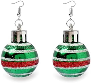 Christmas Earrings Glitter Light Bulb Dangle Earrings Xmas Balls Earrings Colorful Ball Printed G... | Amazon (US)