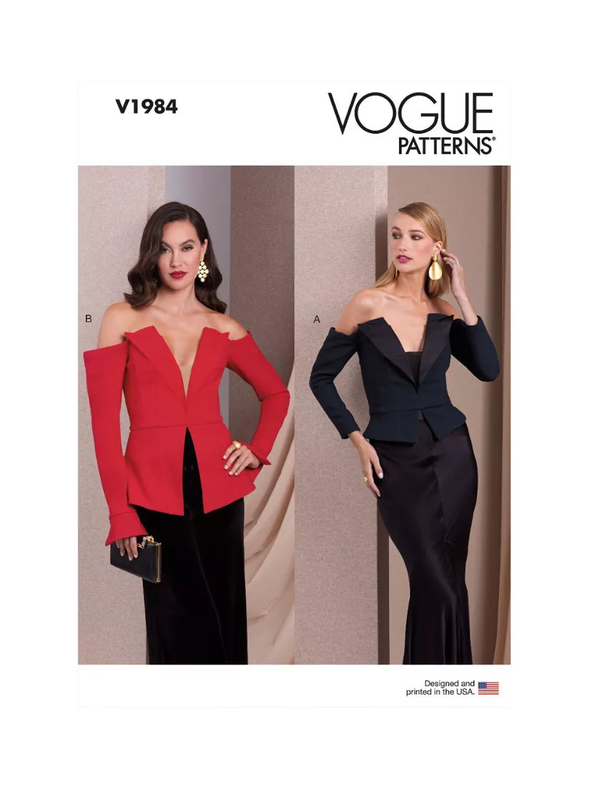 Vogue Misses' Off the Shoulder Top Sewing Pattern, V1984 | John Lewis (UK)