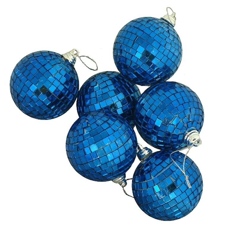 6ct Ocean Blue Mirrored Glass Disco Ball Christmas Ornaments 2" (50mm) | Walmart (US)
