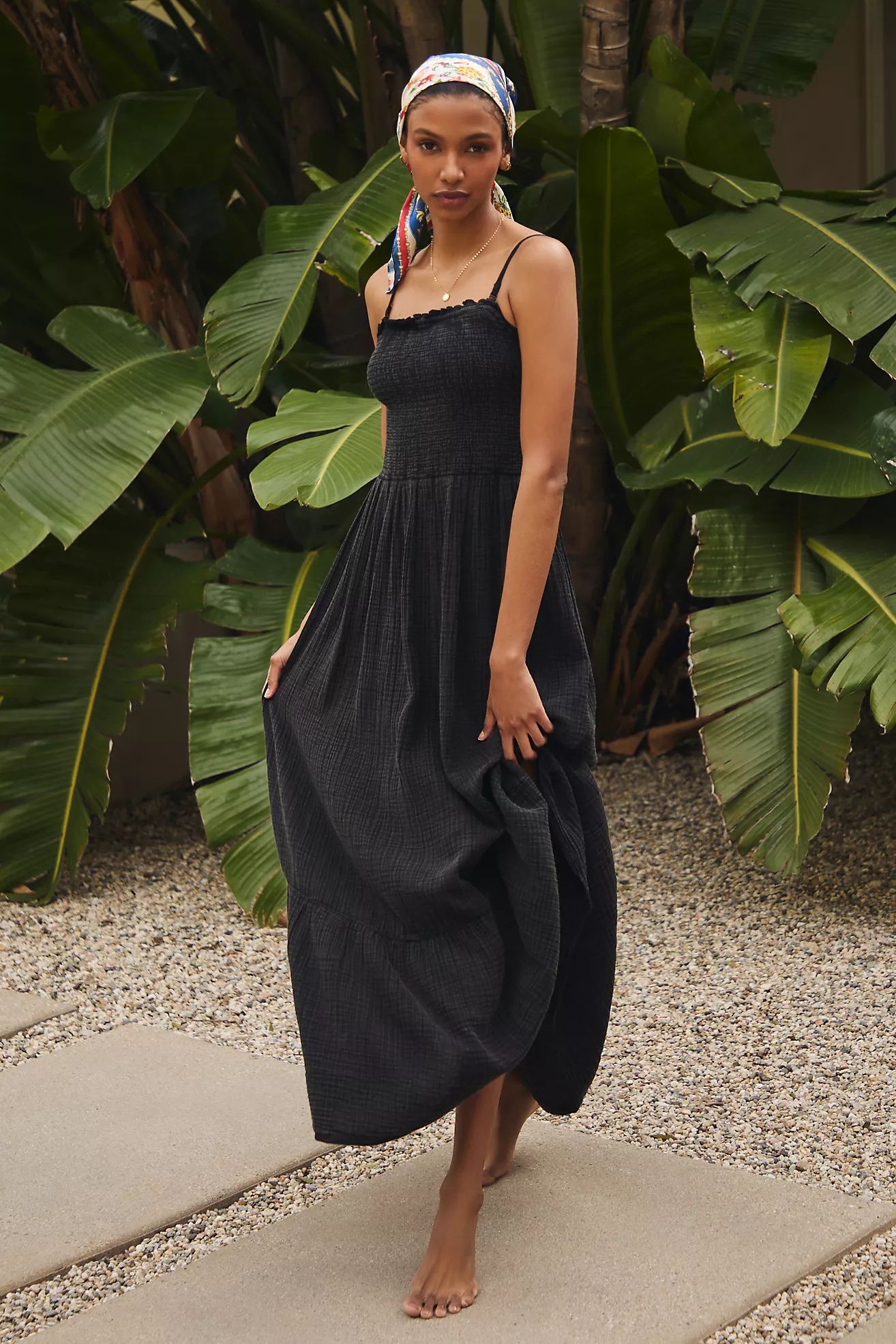 The Marisol Smocked Gauze Maxi Dress | Anthropologie (US)