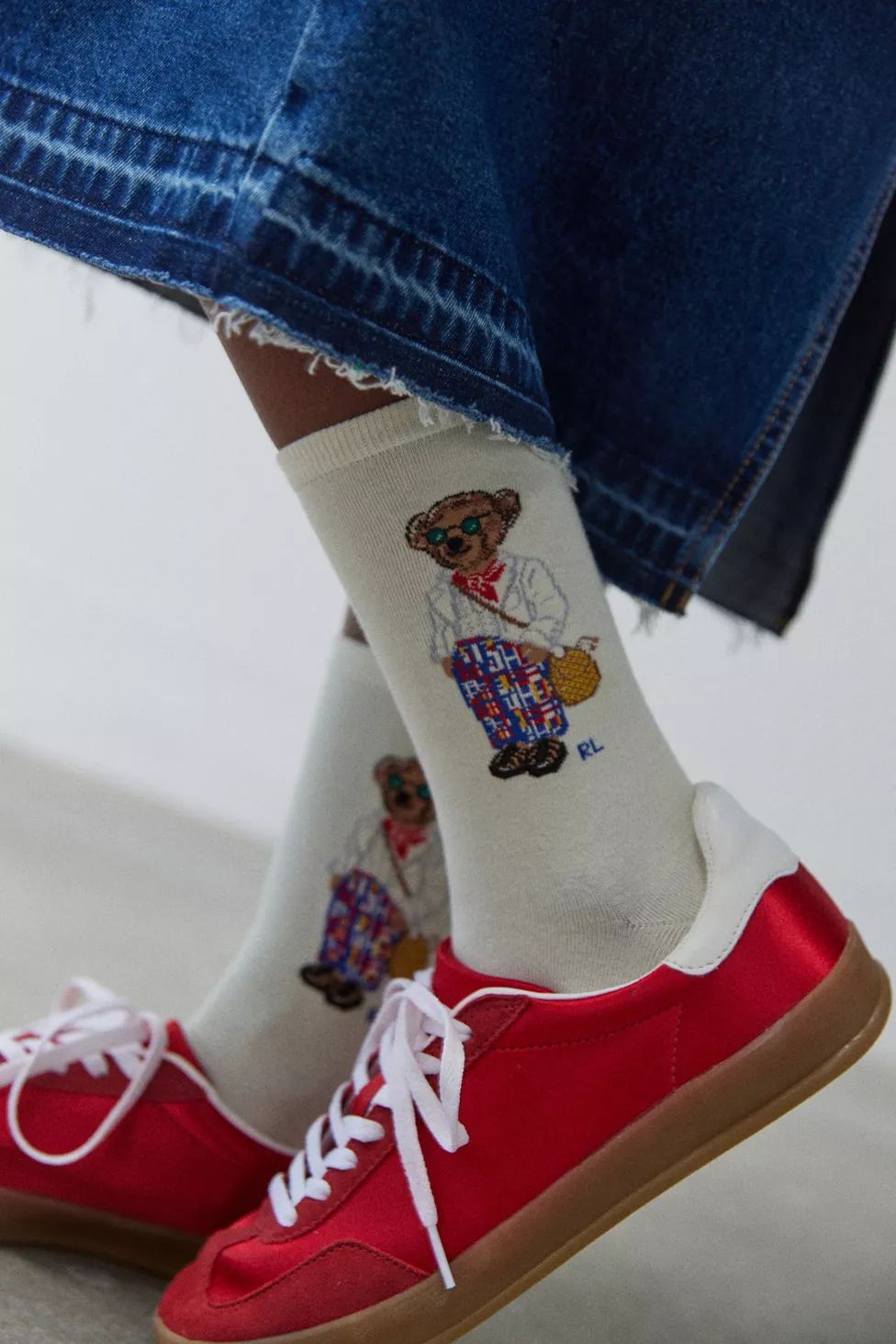 Polo Ralph Lauren Madras Bear Crew Sock | Urban Outfitters (US and RoW)