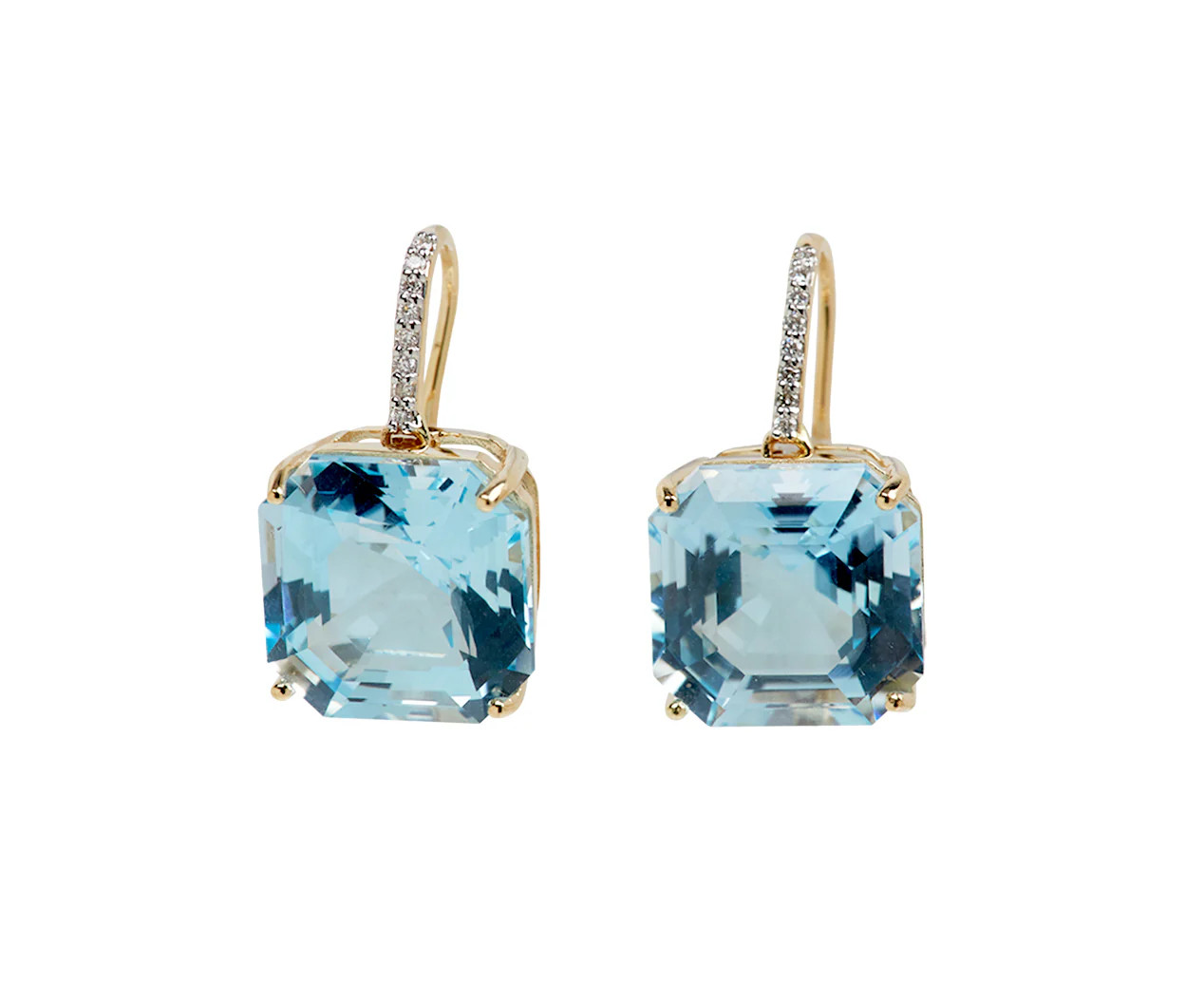 Blue Topaz and Diamond Drop Earrings | TWIST