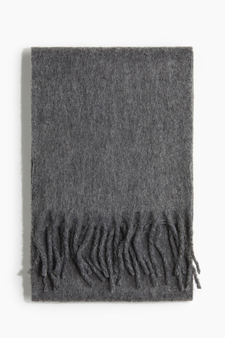 H & M - Brushed-finish scarf - Grey | H&M (UK, MY, IN, SG, PH, TW, HK)