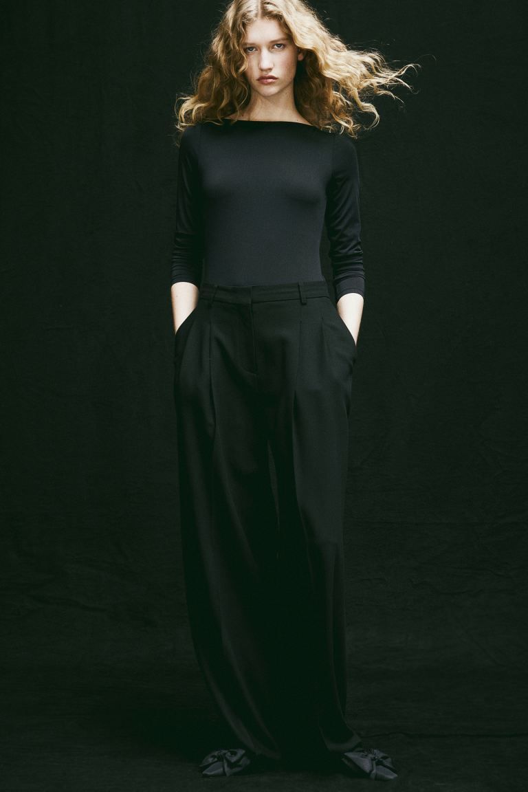 Boat-neck Bodysuit - Black - Ladies | H&M US | H&M (US + CA)