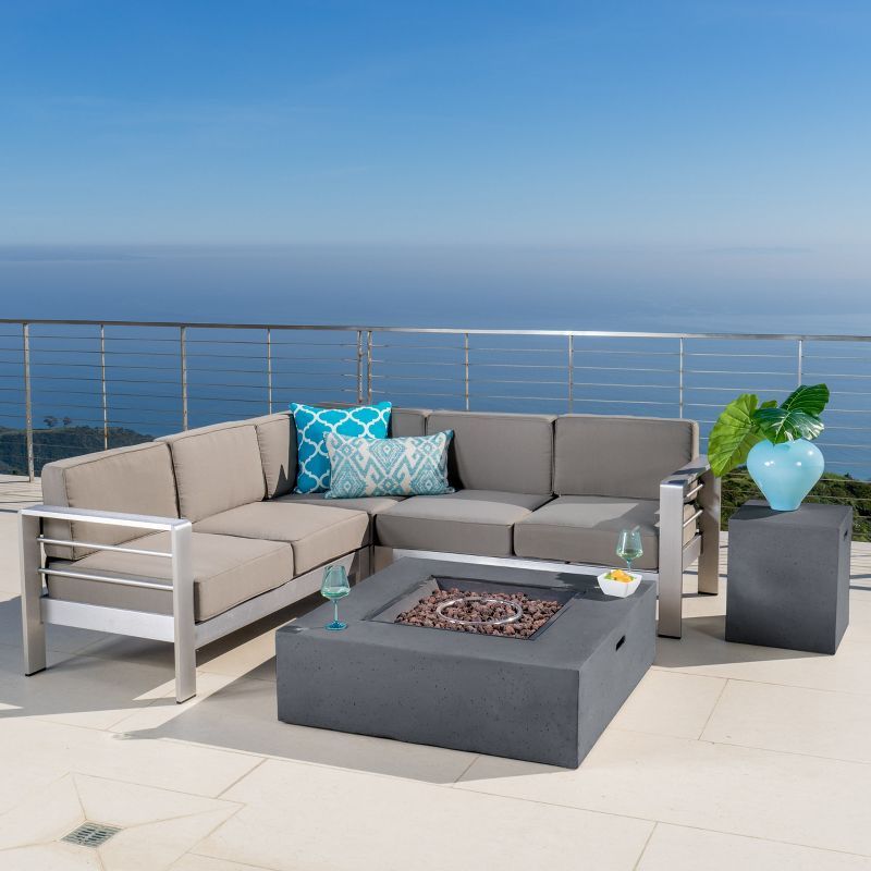 Cape Coral 5pc V-Shaped Sofa & Fire Table Set - Christopher Knight Home | Target