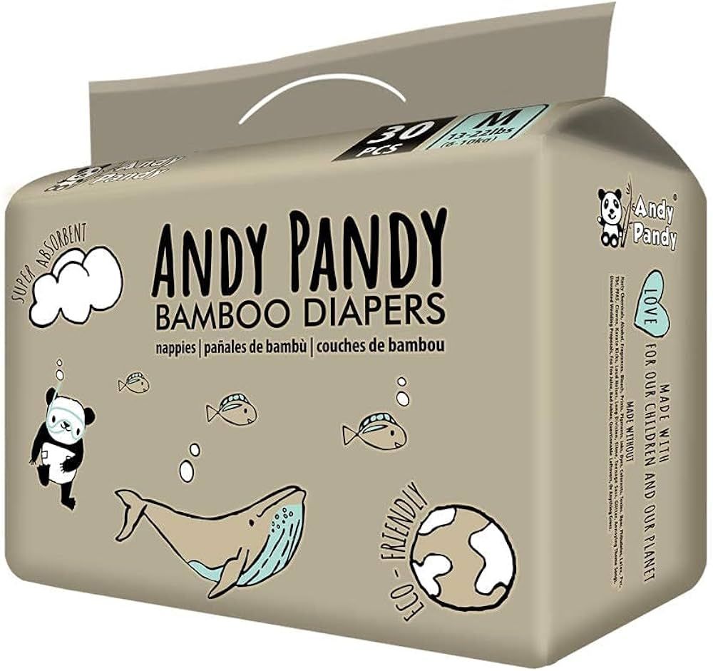 Andy Pandy Bamboo Disposable Diapers, Medium, 13-22 lbs (6-10 kg), 30 Count | Amazon (US)