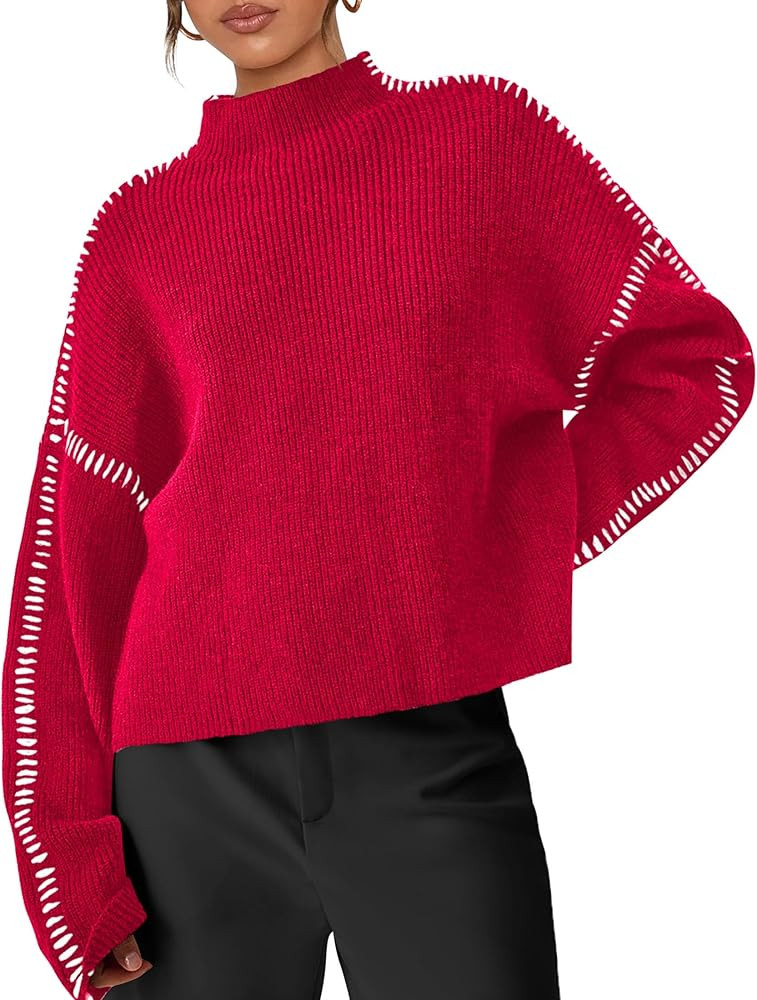 PRETTYGARDEN Women's Chunky Knit Sweaters 2026 Fall Long Sleeve Mock Neck Oversized Pullover Tops... | Amazon (US)